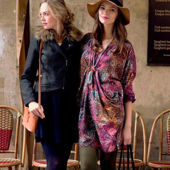 Anthropologie Edme Esyllte Chromatique Printed Tunic Top Dress Rayon Size Medium - Picture 2 of 14